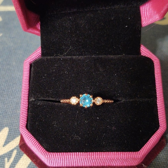 Aquamarine and topaz rose gold over silver ring - Picture 2 of 4